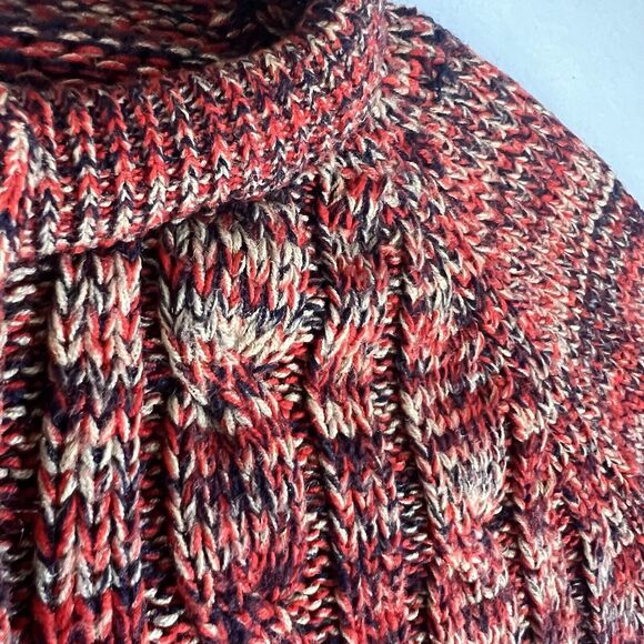 Vintage Cable Knit Acrylic Cardigan Sweater Chunky Fisherman Women's Large Red - Picture 7 of 16